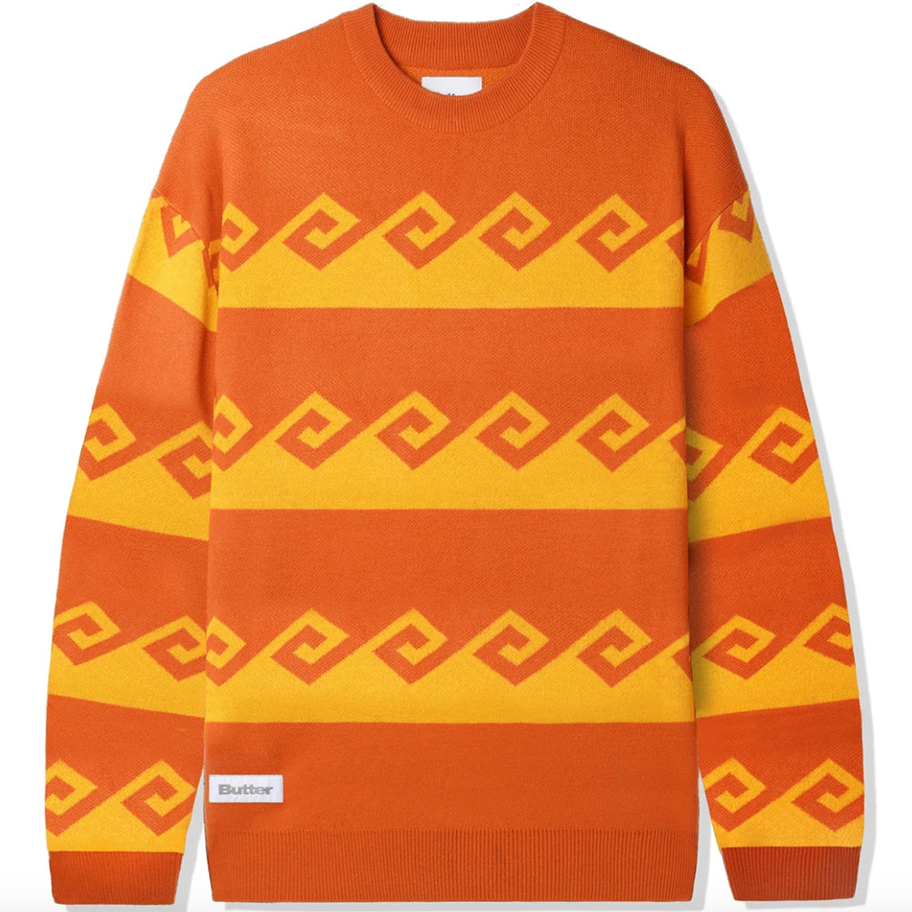 Butter Goods Waves Knit Sweater Burnt Orange