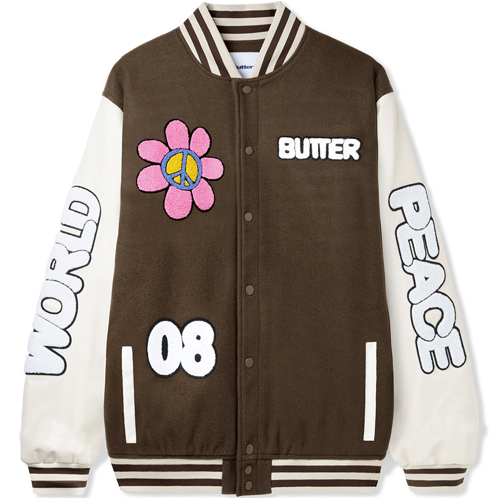 Butter Goods World Peace Varsity Jacket Brown