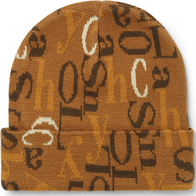 Cash Only Big Letter Beanie Tan