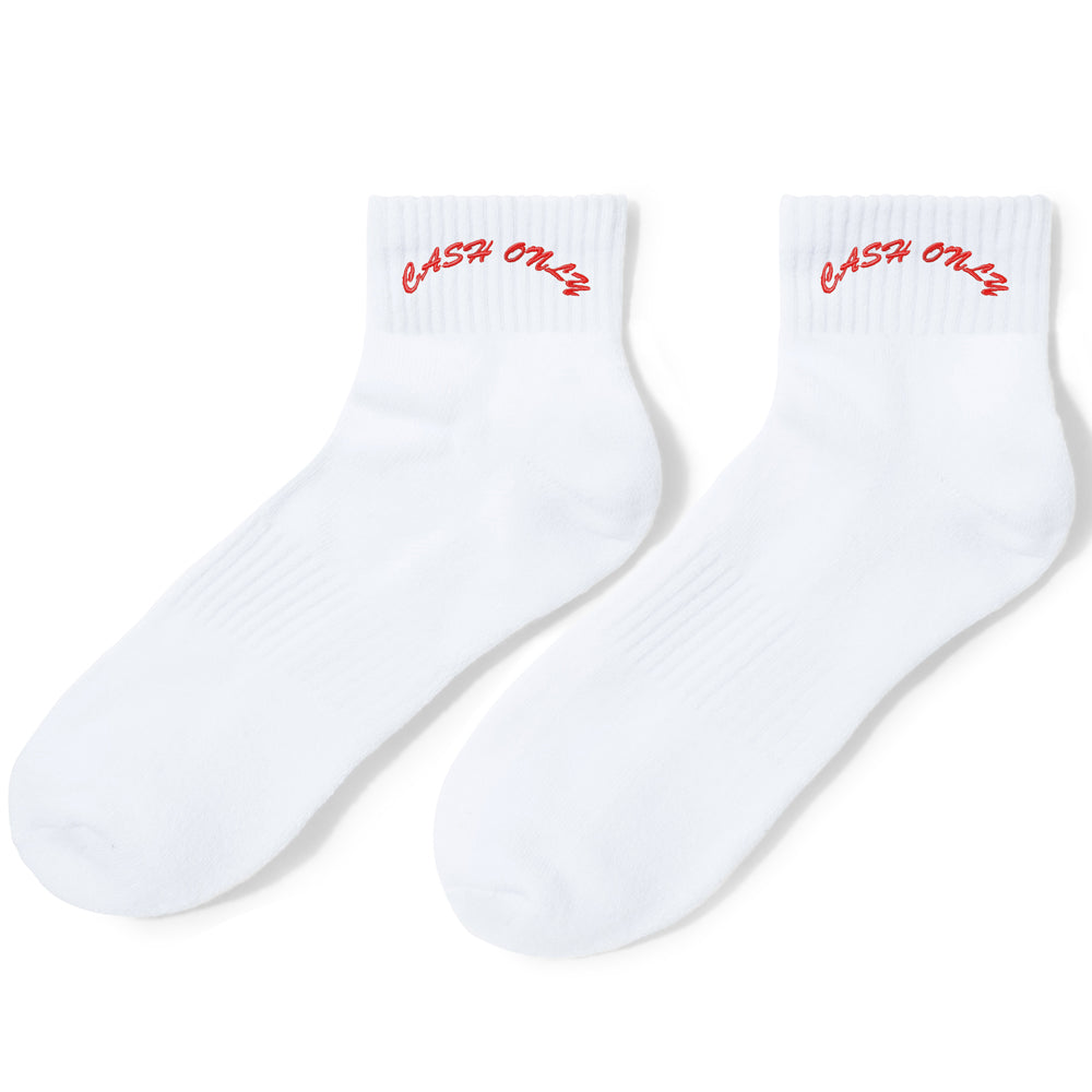 Cash Only Logo Ankle Socks white