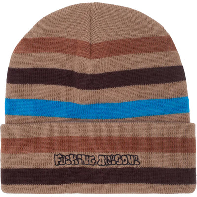 Fucking Awesome Wanto Striped Cuff Beanie Brown