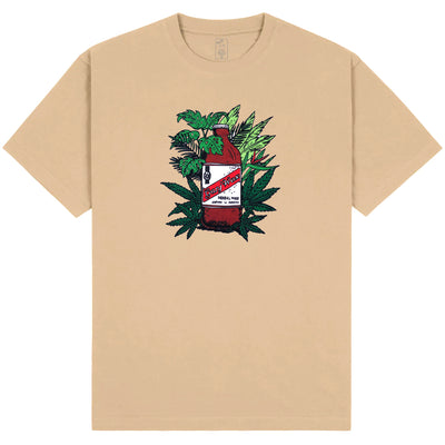 Ganj Wax Red Stripe and Tropical Foliage T shirt cream