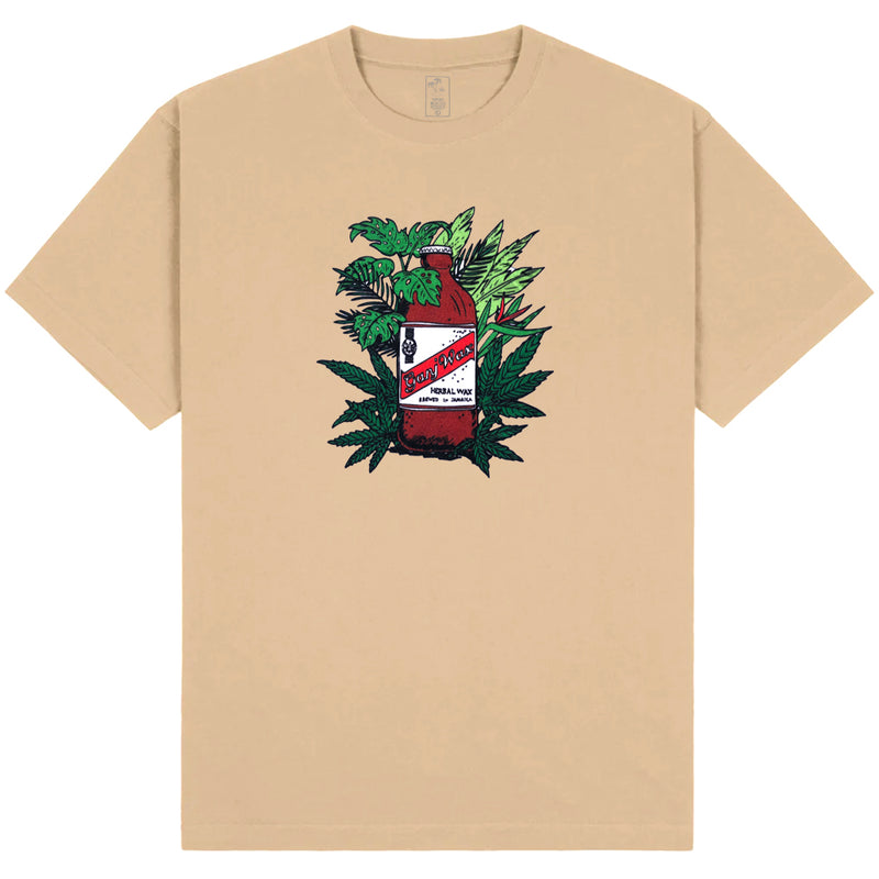 Ganj Wax Red Stripe and Tropical Foliage T shirt cream
