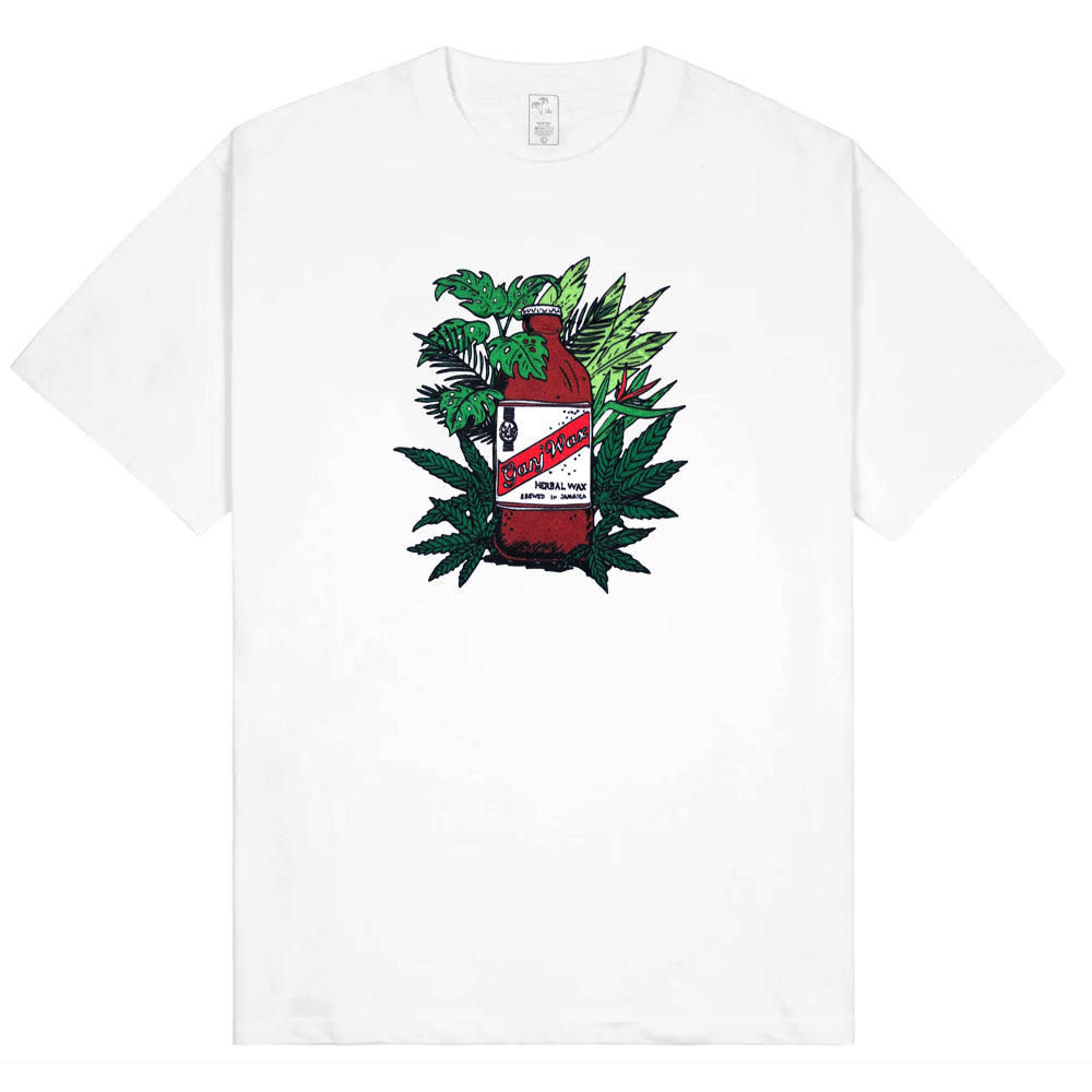 Ganj Wax Red Stripe and Tropical Foliage T shirt white