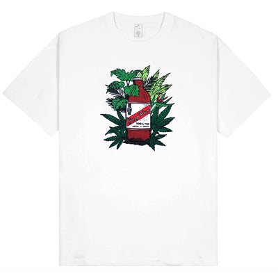 Ganj Wax Red Stripe and Tropical Foliage T shirt white