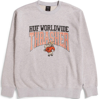 HUF x Thrasher Candlestick Crewneck Sweatshirt athletic heather