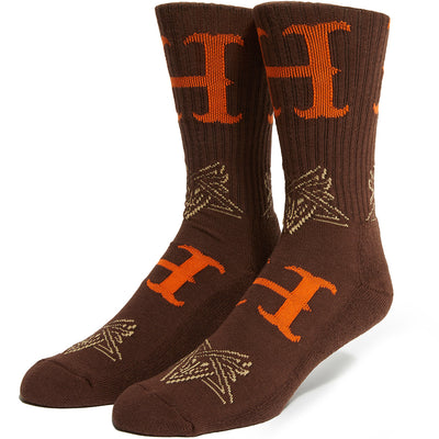 HUF x Thrasher Duality Socks chocolate