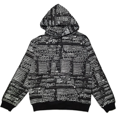 Hoddle Allover Chalkboard Logo Hood Black/White