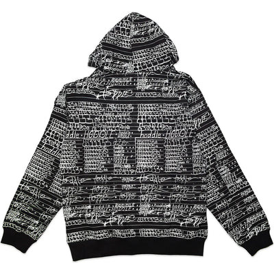 Hoddle Allover Chalkboard Logo Hood Black/White
