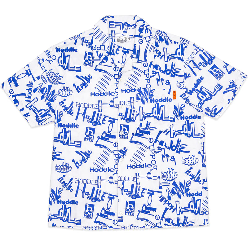 Hoddle Scattered Logo Camp Shirt white/blue