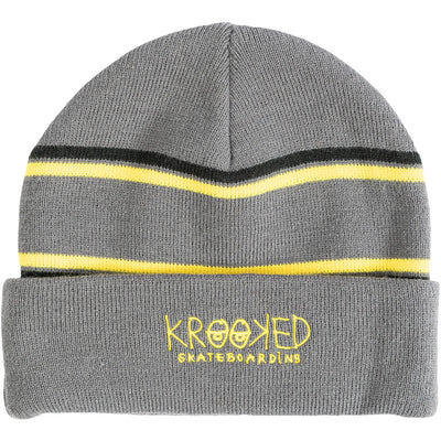 Krooked Eyes Cuff Beanie Charcoal/Yellow