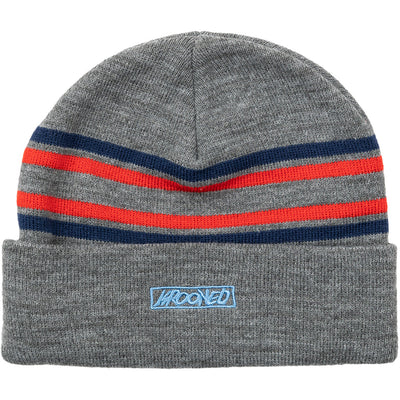 Krooked Moonsmile Script Cuff Beanie Charcoal Heather/Blue/Red