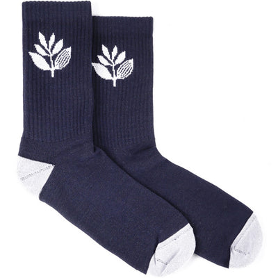 Magenta Plant Socks Navy Black