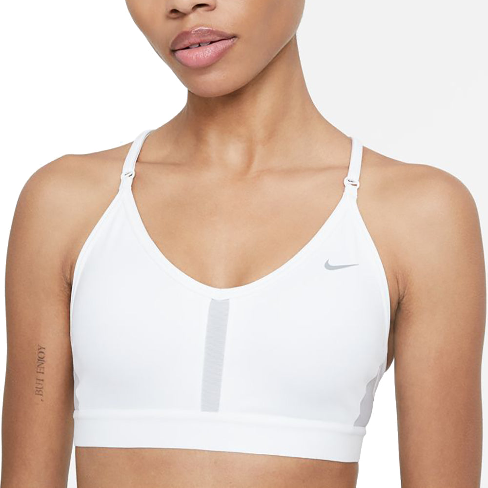 Nike Indy Women's Light-Support Padded V-Neck Sports Bra White/Grey Fog/Particle Grey