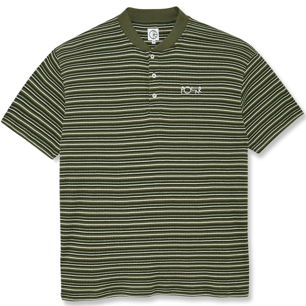 Polar Skate Co Stripe Rib Henley Tee Uniform Green