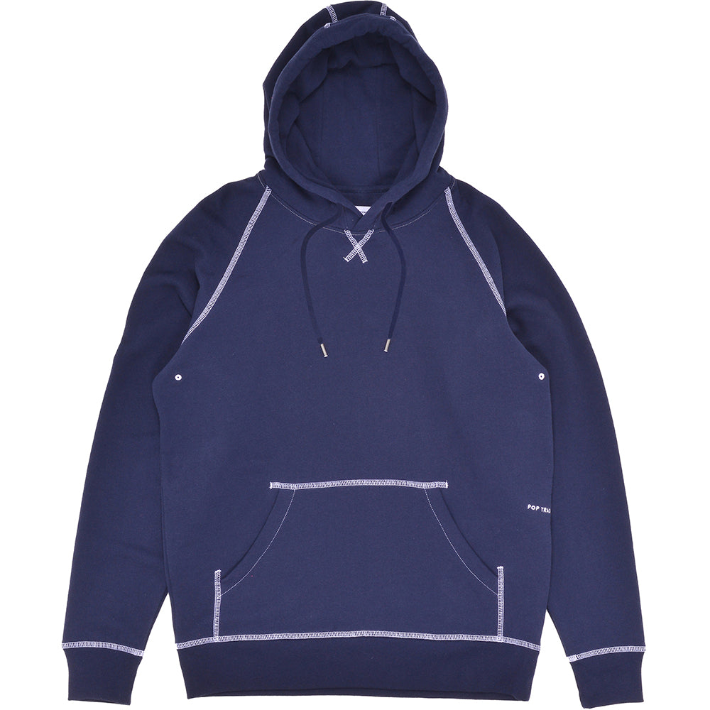 Pop Trading Company Logo Hooded Sweat Navy/White