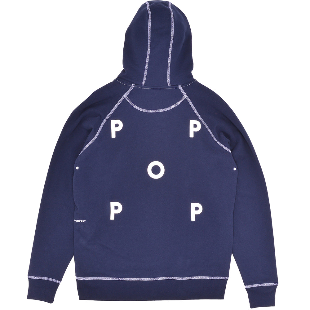 Pop Trading Company Logo Hooded Sweat Navy/White