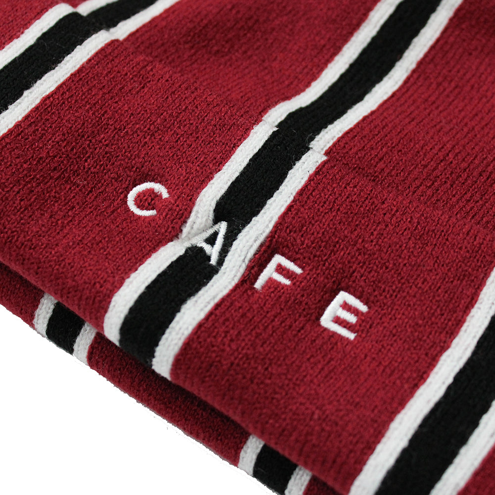 Skateboard Cafe Vertical Stripe Beanie Burgundy/Black/White