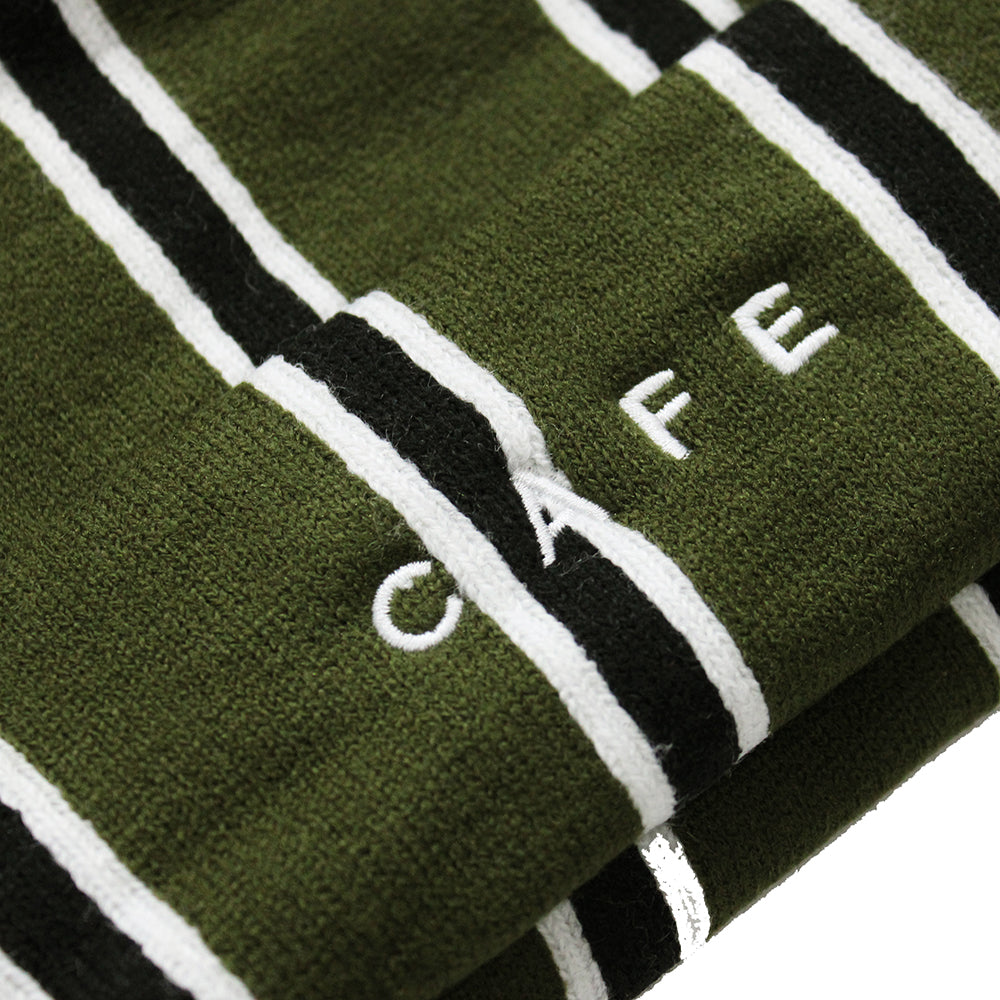 Skateboard Cafe Vertical Stripe Beanie Olive/Black/White