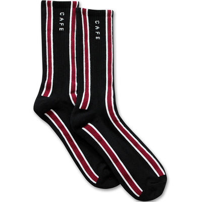 Skateboard Cafe Vertical Stripe Socks Black/Burgundy/White