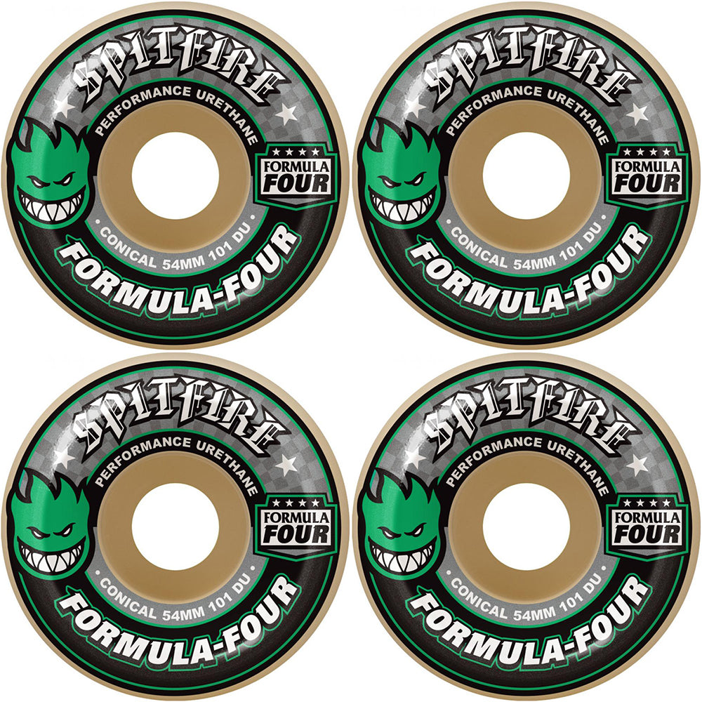 Spitfire Formula Four 101D Conical Green Print Wheels 54mm