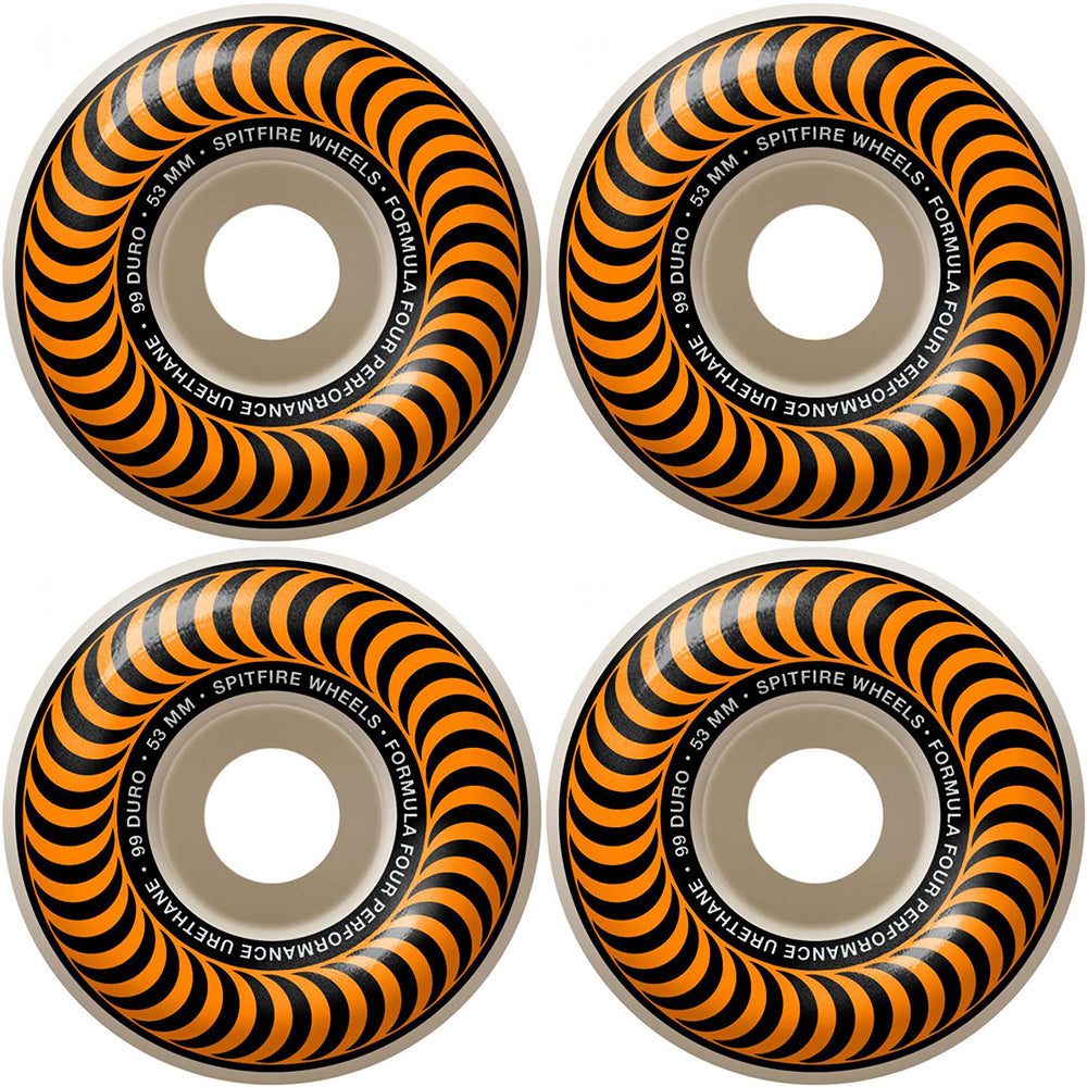 Spitfire Formula Four Classics 99du Orange Skateboard Wheels 53mm