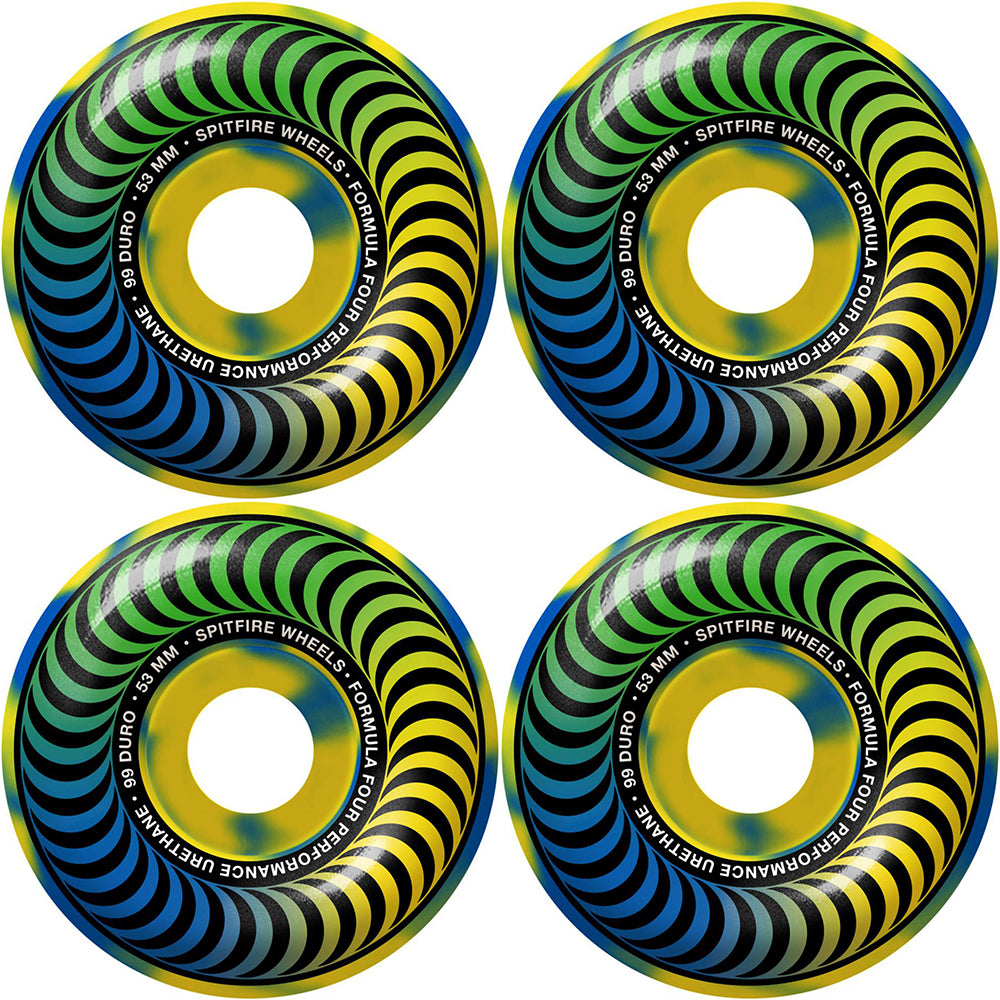 Spitfire Formula Four Multiswirl Classics 99du Wheels Yellow/Blue 53mm