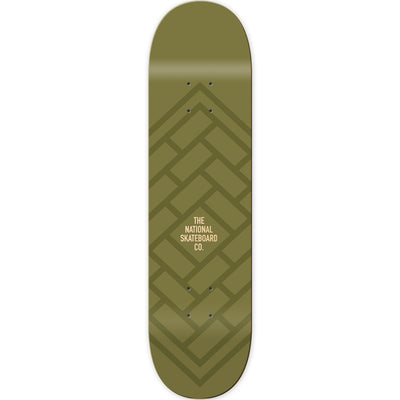 The National Skateboard Co Logo Gloss & Matte Olive Deck 8.25"