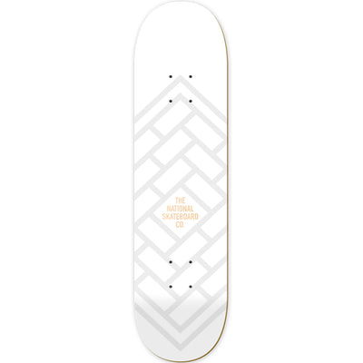 The National Skateboard Co Logo Gloss & Matte White Deck 8.375"