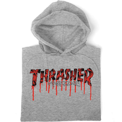 Thrasher Blood Drip Logo Hood grey