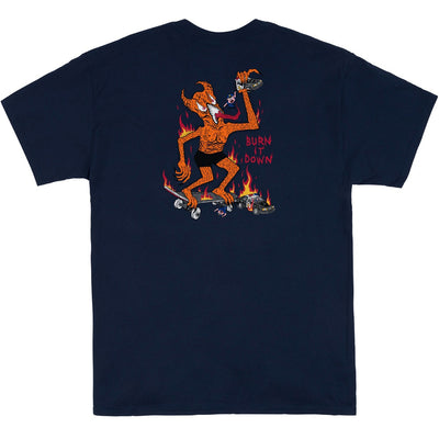 Thrasher Burn It Down T Shirt Navy