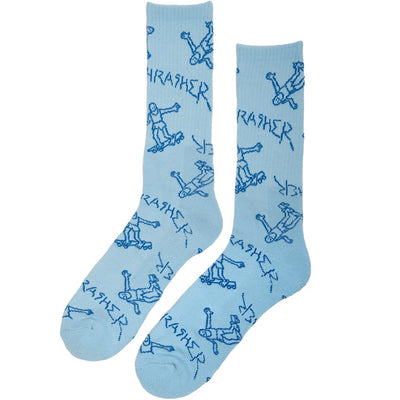 Thrasher Gonz Logo Crew Socks light blue