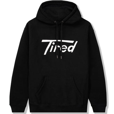 Tired Long T Logo Pullover Hoodie black