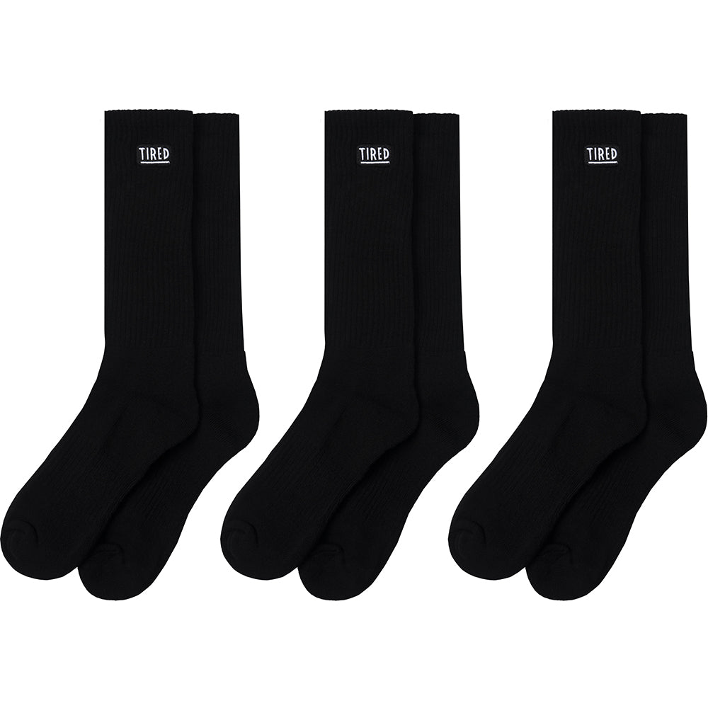 Tired OG Logo Crew Sock 3 Pack Black