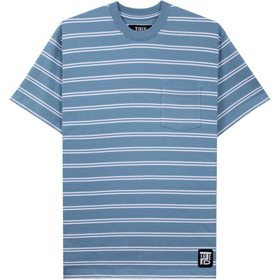 Tired Striped Pocket Tee Bright Blue