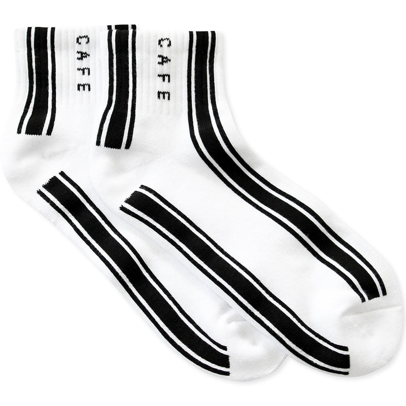 Skateboard Cafe Stripe Lo Socks White