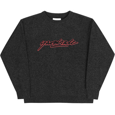 Yardsale Script Chenille Knit Crew Black