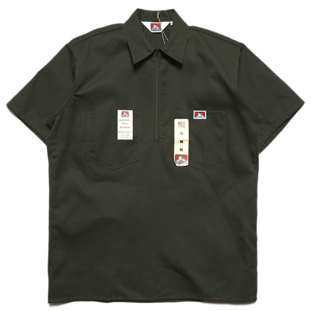 Ben Davis short sleeve 1/2 zip Olive Shirt