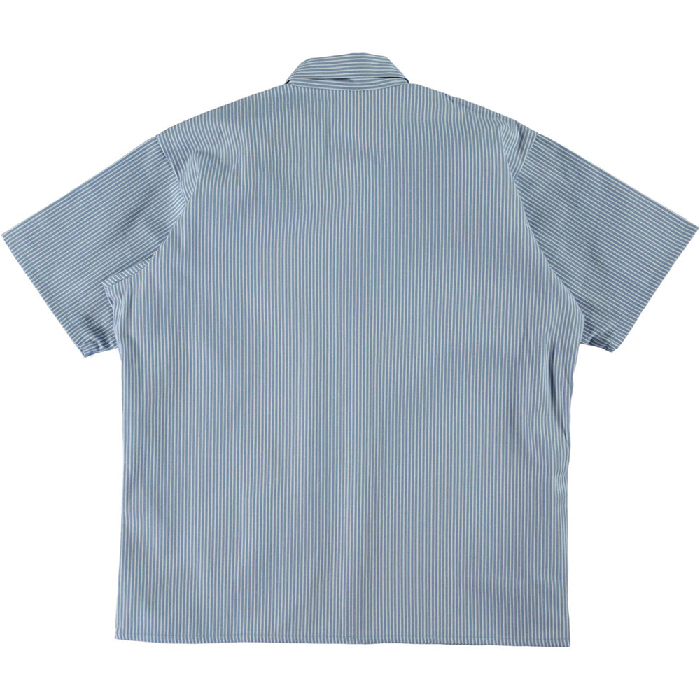 Ben Davis short sleeve half zip work shirt blue stripe