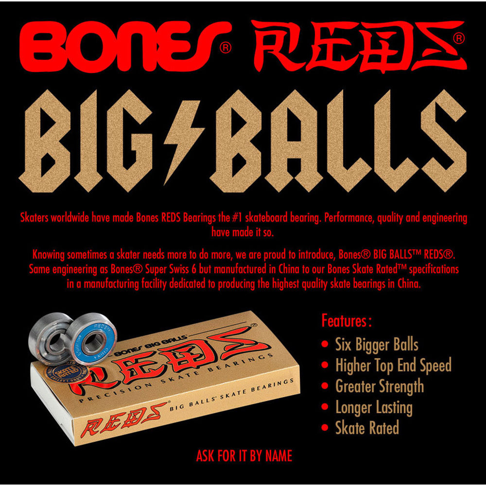 Bones Big Balls Reds Skateboard Bearings specifications
