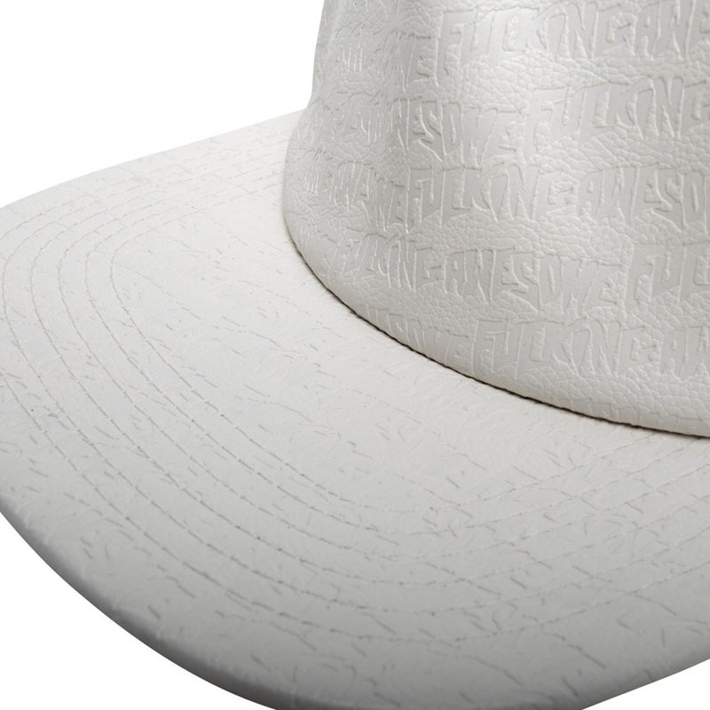 Fucking Awesome Logo Embossed white leather cap