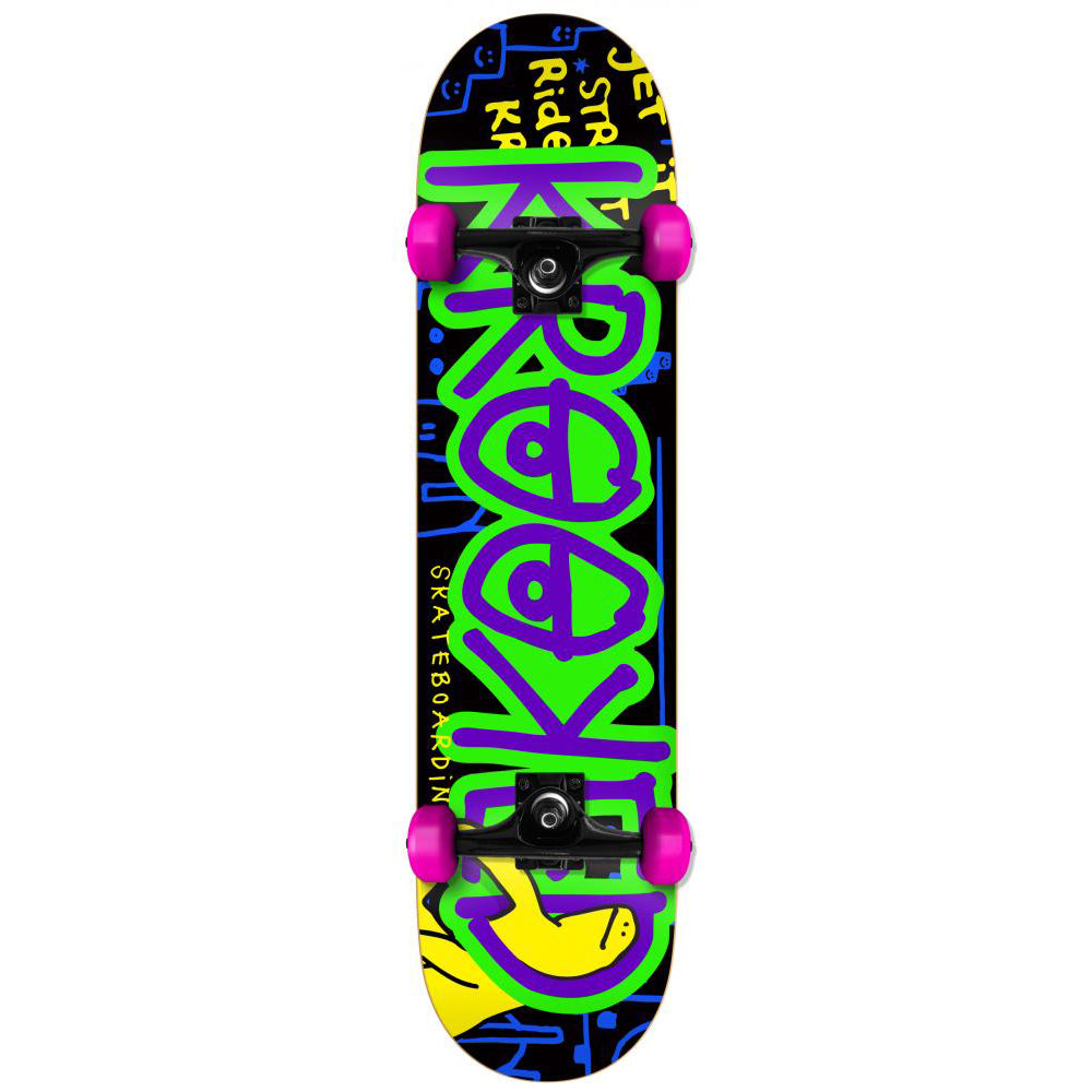 Krooked Krasher black/lime complete skateboard 8"