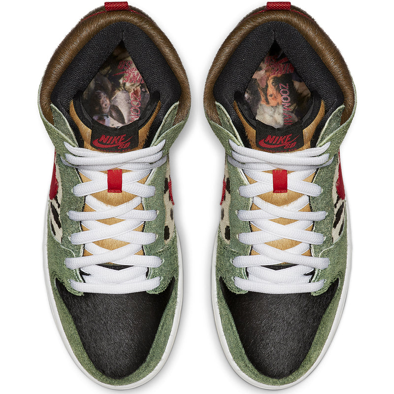 Nike SB Dunk High Pro QS fir/university red-black-white