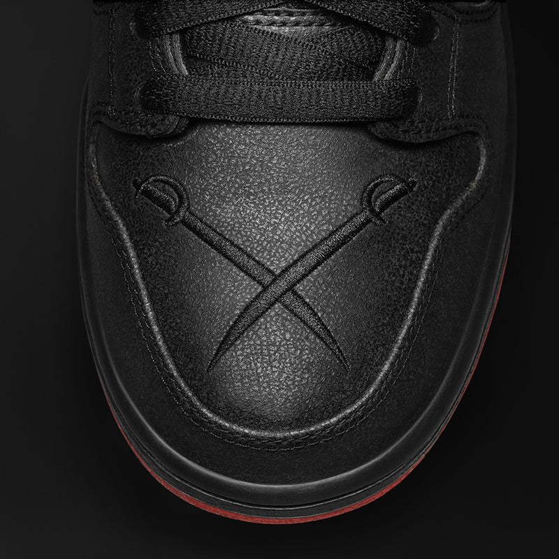 Nike SB Dunk High Premium black/black-challenge red-metallic silver