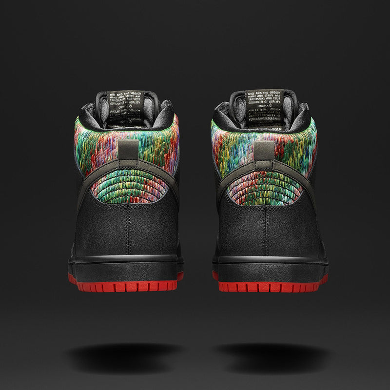 Nike SB Dunk High Premium black/black-challenge red-metallic silver