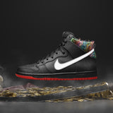 Nike SB Dunk High Premium black/black-challenge red-metallic silver