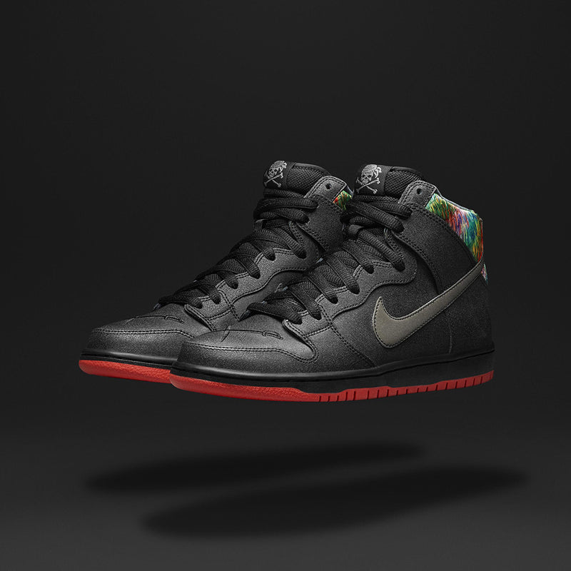 Nike SB Dunk High Premium black/black-challenge red-metallic silver