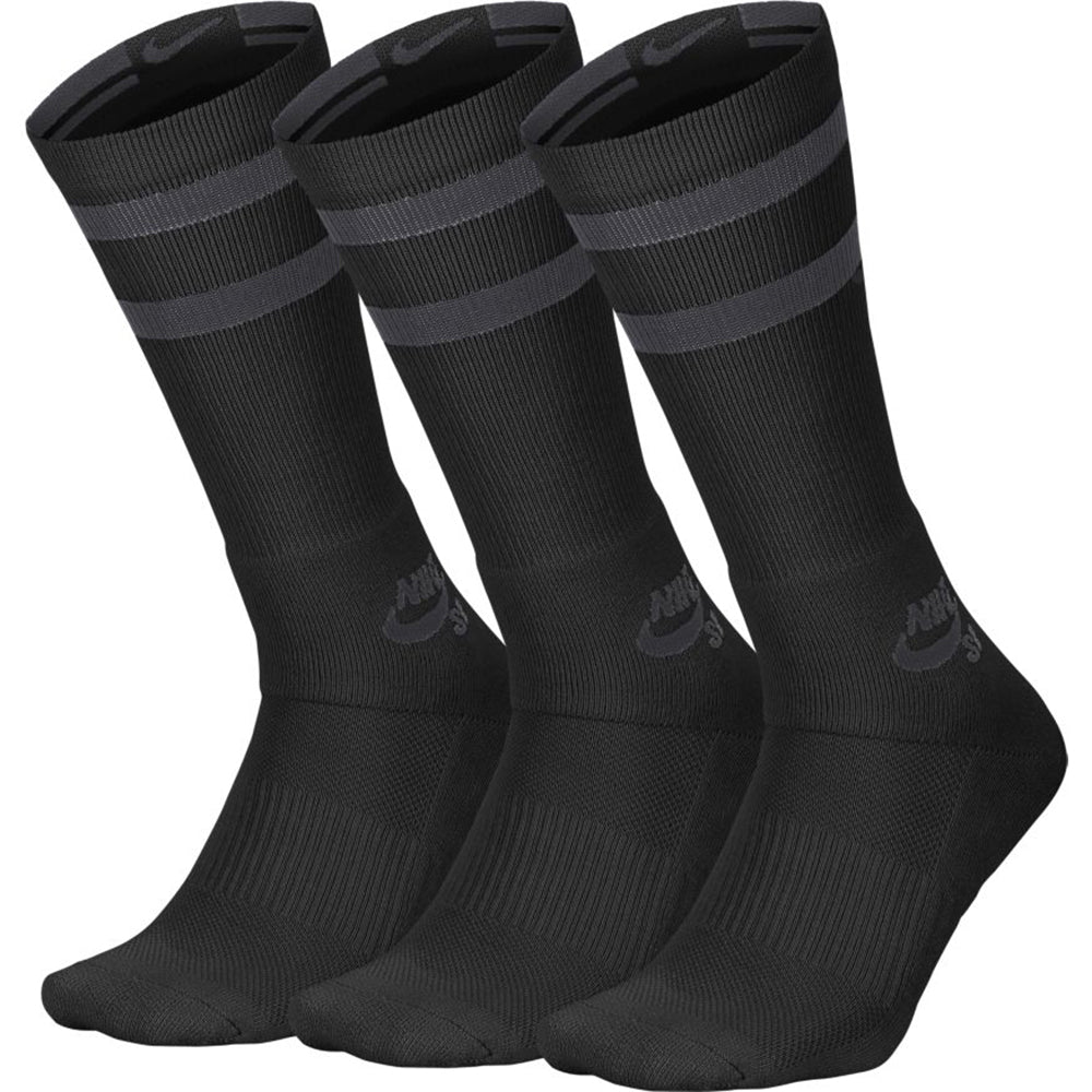 Nike SB Skateboarding Crew black/anthracite 3 pack socks Large UK 8-11