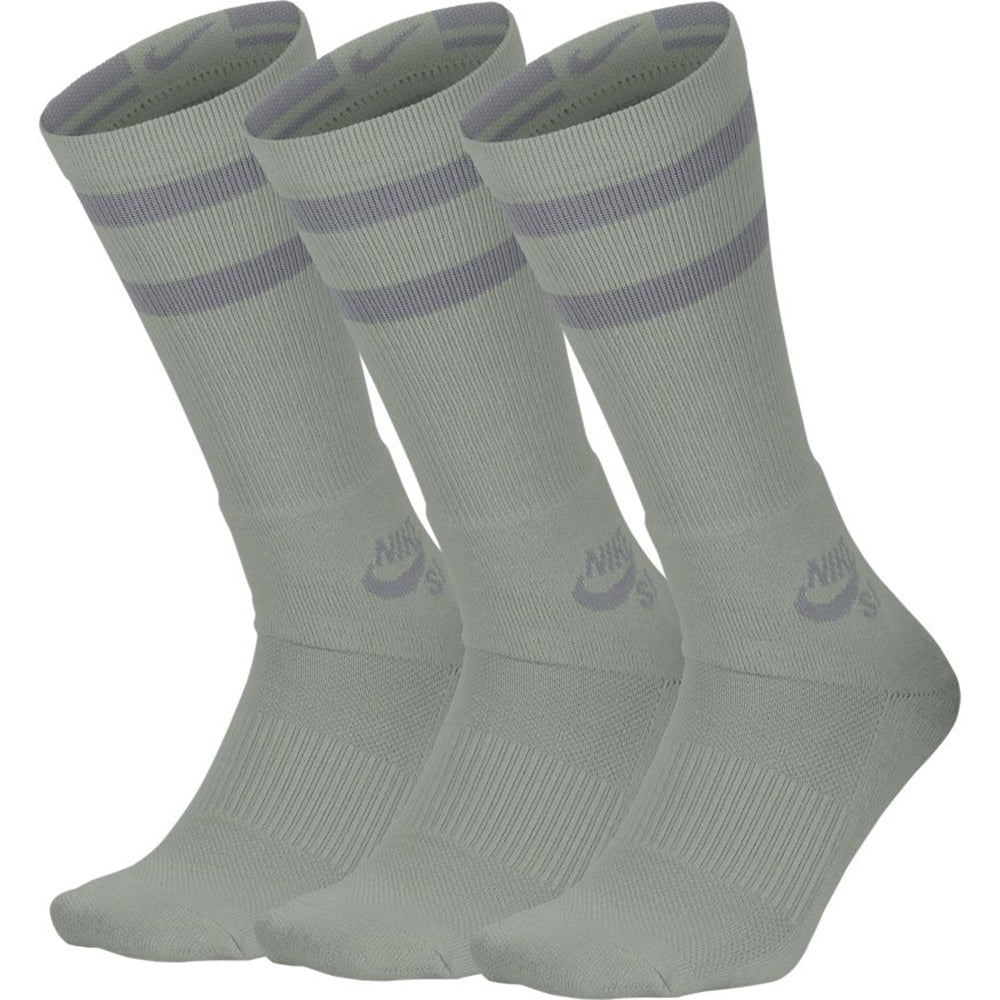 Nike SB Skateboarding Crew dark grey heather/dark grey 3 pack socks Large UK 8-11