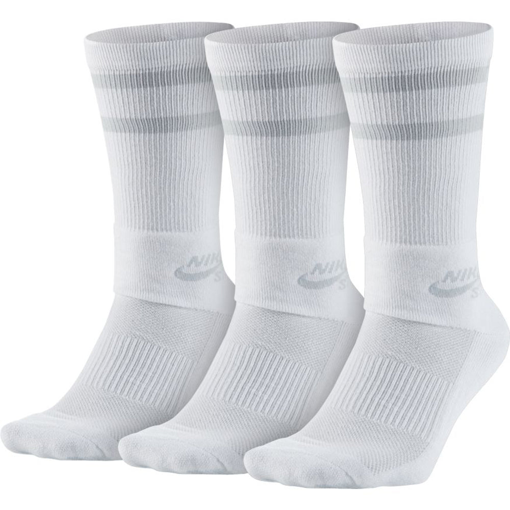 Nike SB Skateboarding Crew white/wolf grey 3 pack socks Medium UK 5-8